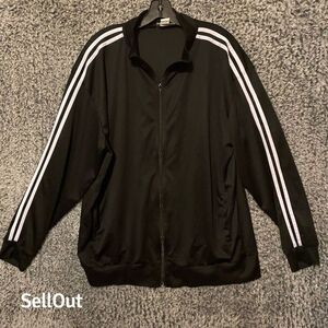CW Classics Women's Black Striped Track Jacket Size 1X Full-Zip
